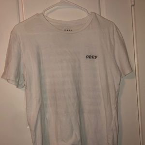 small white obey tee